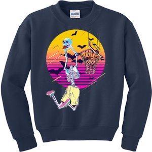 Funny Halloween Skeleton Basketball Player Dunking Skull Kids Sweatshirt