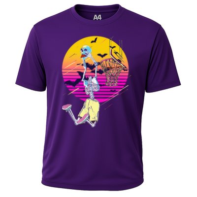 Funny Halloween Skeleton Basketball Player Dunking Skull Performance Shirt