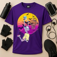 Funny Halloween Skeleton Basketball Player Dunking Skull Cooling Performance Crew T-Shirt
