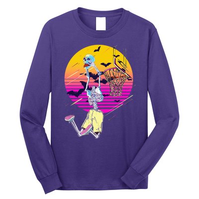 Funny Halloween Skeleton Basketball Player Dunking Skull Long Sleeve Shirt