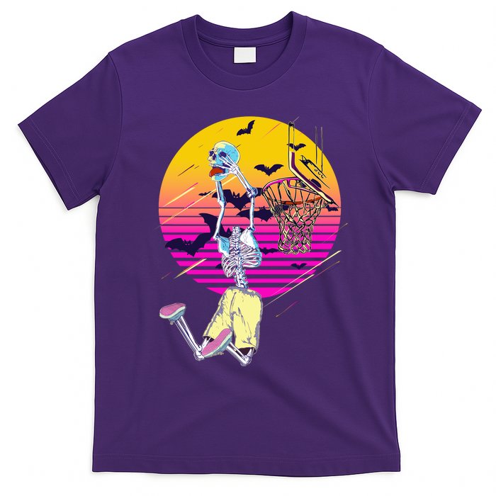 Funny Halloween Skeleton Basketball Player Dunking Skull T-Shirt