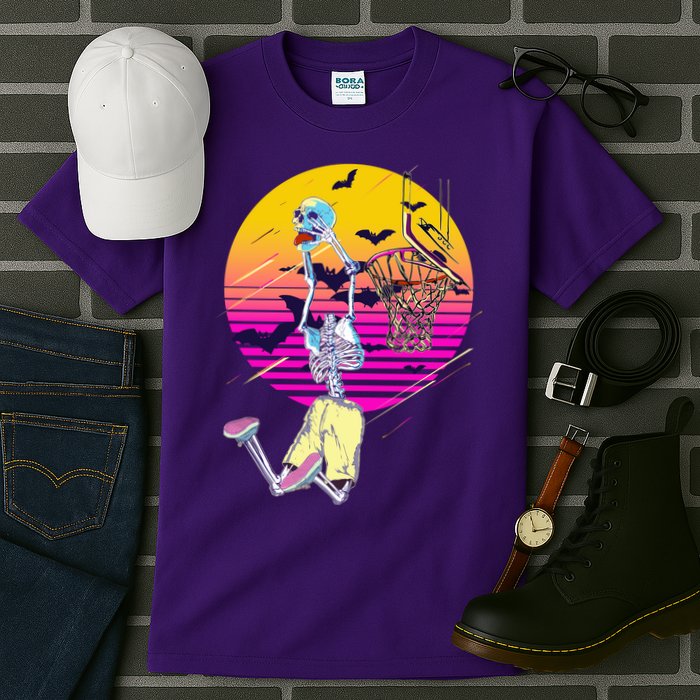 Funny Halloween Skeleton Basketball Player Dunking Skull Tall T-Shirt
