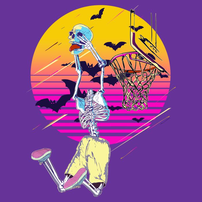 Funny Halloween Skeleton Basketball Player Dunking Skull Button