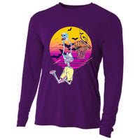 Funny Halloween Skeleton Basketball Player Dunking Skull Cooling Performance Long Sleeve Crew