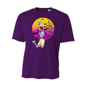 Funny Halloween Skeleton Basketball Player Dunking Skull Youth Performance Sprint T-Shirt