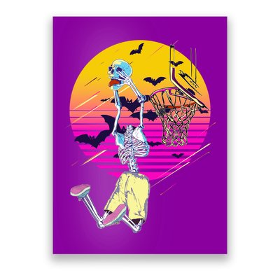 Funny Halloween Skeleton Basketball Player Dunking Skull Poster