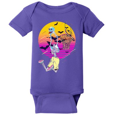 Funny Halloween Skeleton Basketball Player Dunking Skull Baby Bodysuit