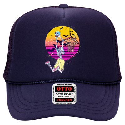 Funny Halloween Skeleton Basketball Player Dunking Skull Trucker Hat