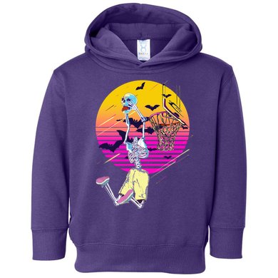 Funny Halloween Skeleton Basketball Player Dunking Skull Toddler Hoodie