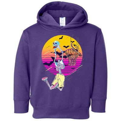 Funny Halloween Skeleton Basketball Player Dunking Skull Toddler Hoodie