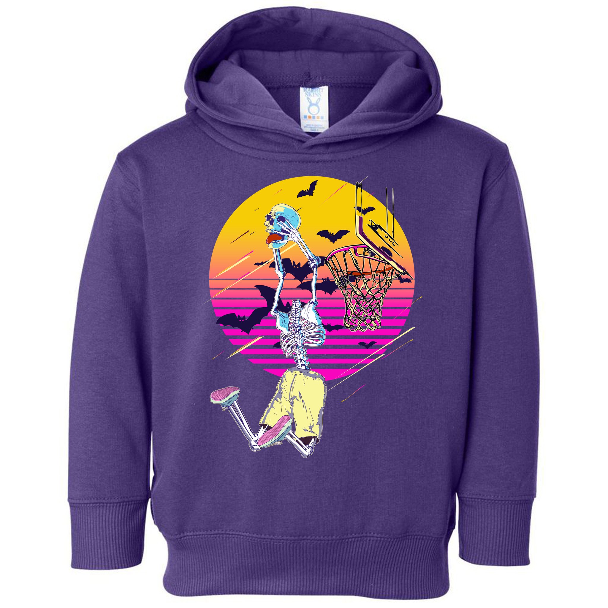 Funny Halloween Skeleton Basketball Player Dunking Skull Toddler Hoodie