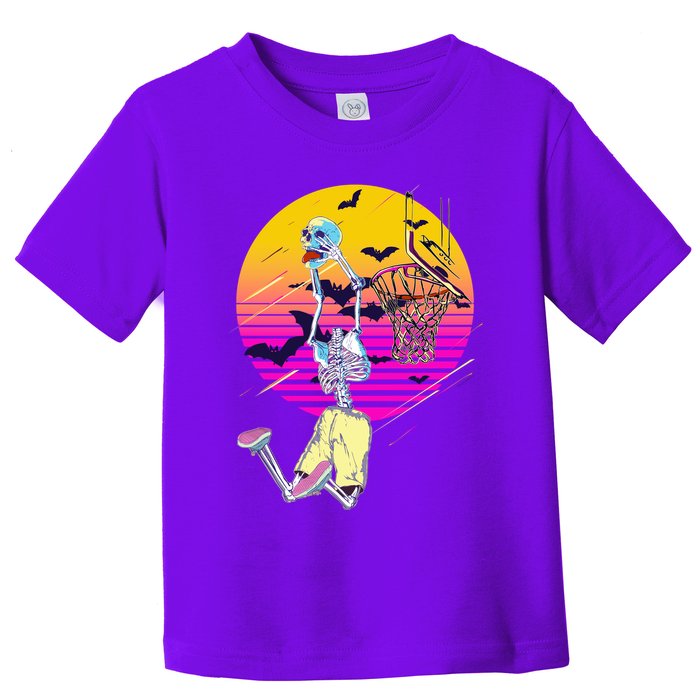 Funny Halloween Skeleton Basketball Player Dunking Skull Toddler T-Shirt