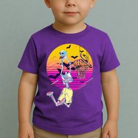 Funny Halloween Skeleton Basketball Player Dunking Skull Toddler T-Shirt