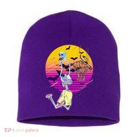 Funny Halloween Skeleton Basketball Player Dunking Skull Short Acrylic Beanie