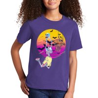 Funny Halloween Skeleton Basketball Player Dunking Skull Kids T-Shirt