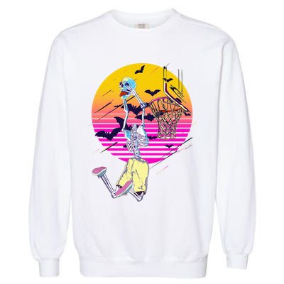 Funny Halloween Skeleton Basketball Player Dunking Skull Garment-Dyed Sweatshirt