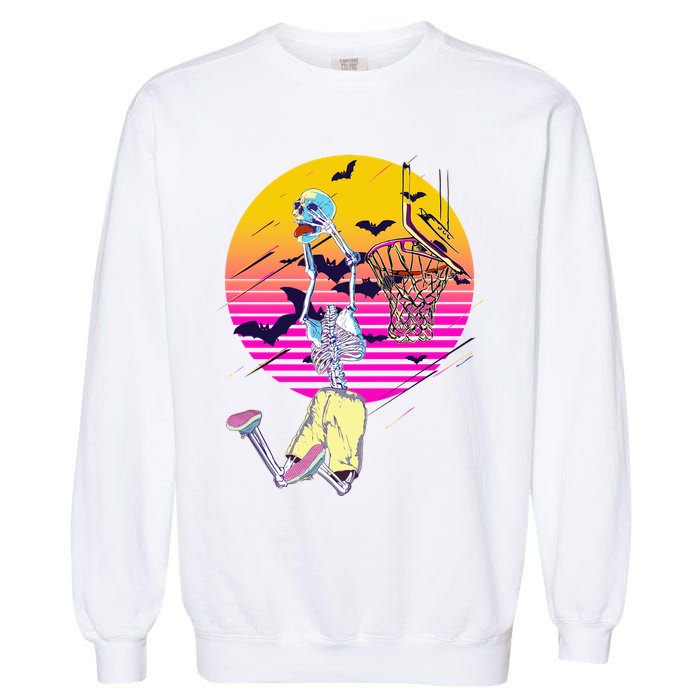 Funny Halloween Skeleton Basketball Player Dunking Skull Garment-Dyed Sweatshirt
