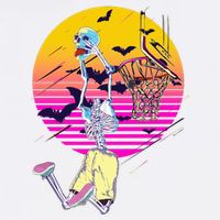 Funny Halloween Skeleton Basketball Player Dunking Skull Garment-Dyed Sweatshirt