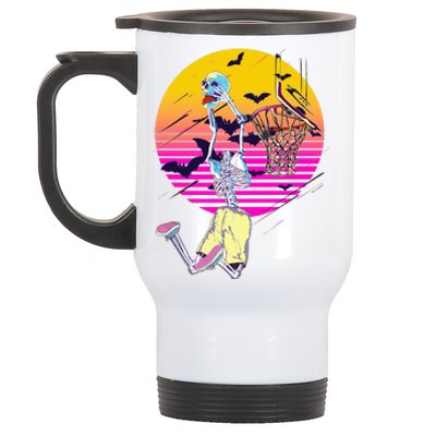 Funny Halloween Skeleton Basketball Player Dunking Skull Stainless Steel Travel Mug