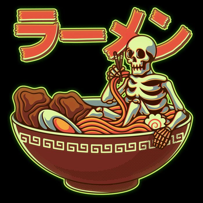 Funny Halloween Skeleton Japanese Ramen Bowl Backpack