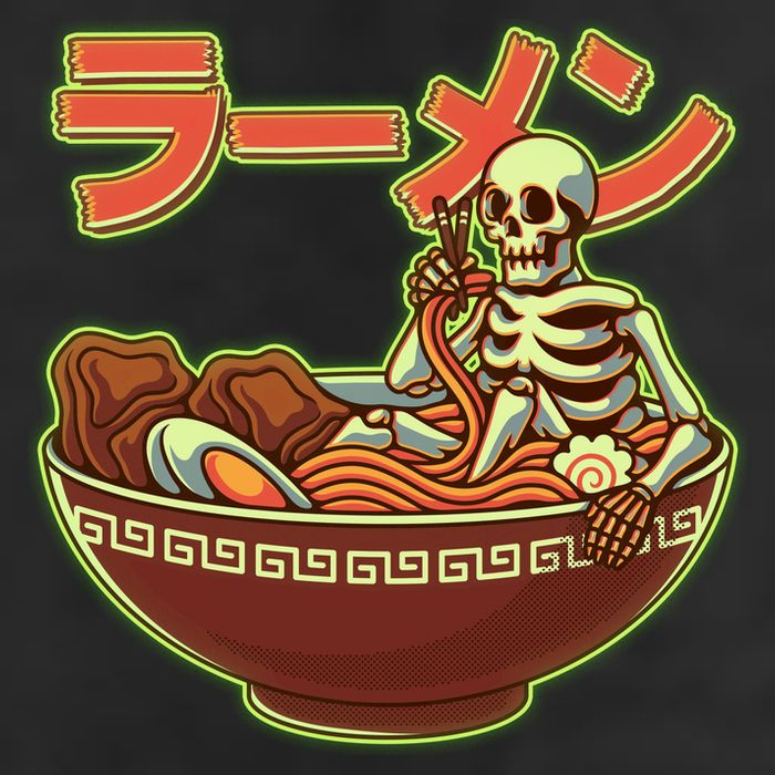 Funny Halloween Skeleton Japanese Ramen Bowl Adult Drive Performance Visor