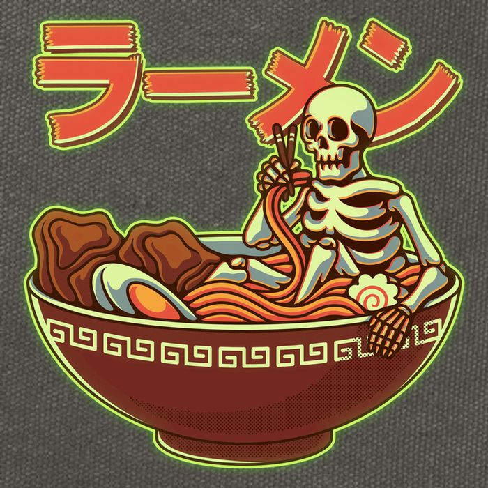 Funny Halloween Skeleton Japanese Ramen Bowl Cotton Canvas Backpack