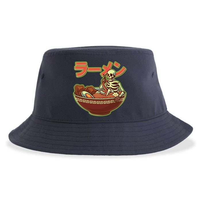 Funny Halloween Skeleton Japanese Ramen Bowl Sustainable Bucket Hat