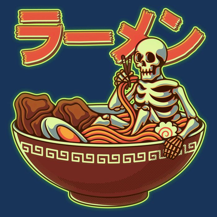 Funny Halloween Skeleton Japanese Ramen Bowl Sustainable Bucket Hat