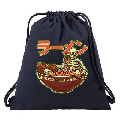 Funny Halloween Skeleton Japanese Ramen Bowl Drawstring Bag
