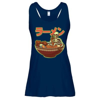 Funny Halloween Skeleton Japanese Ramen Bowl Ladies Essential Flowy Tank