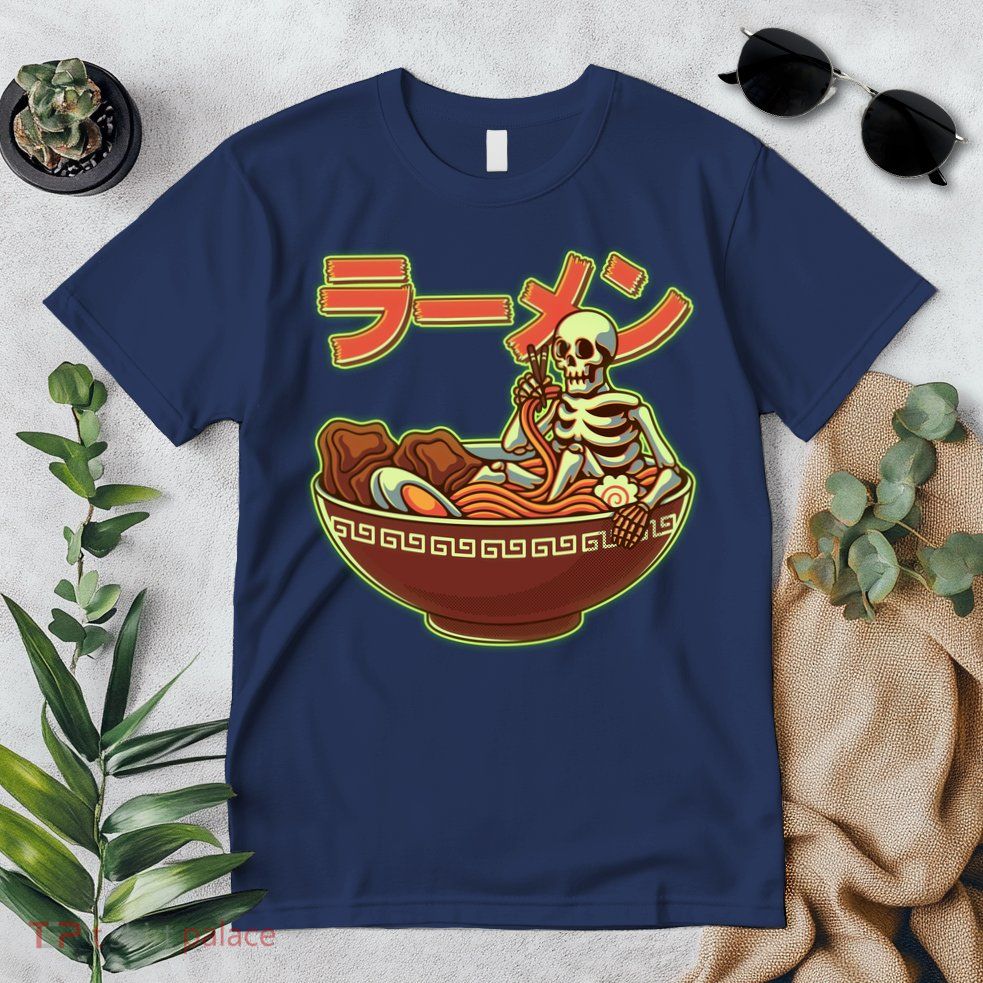 Funny Halloween Skeleton Japanese Ramen Bowl Premium T-Shirt
