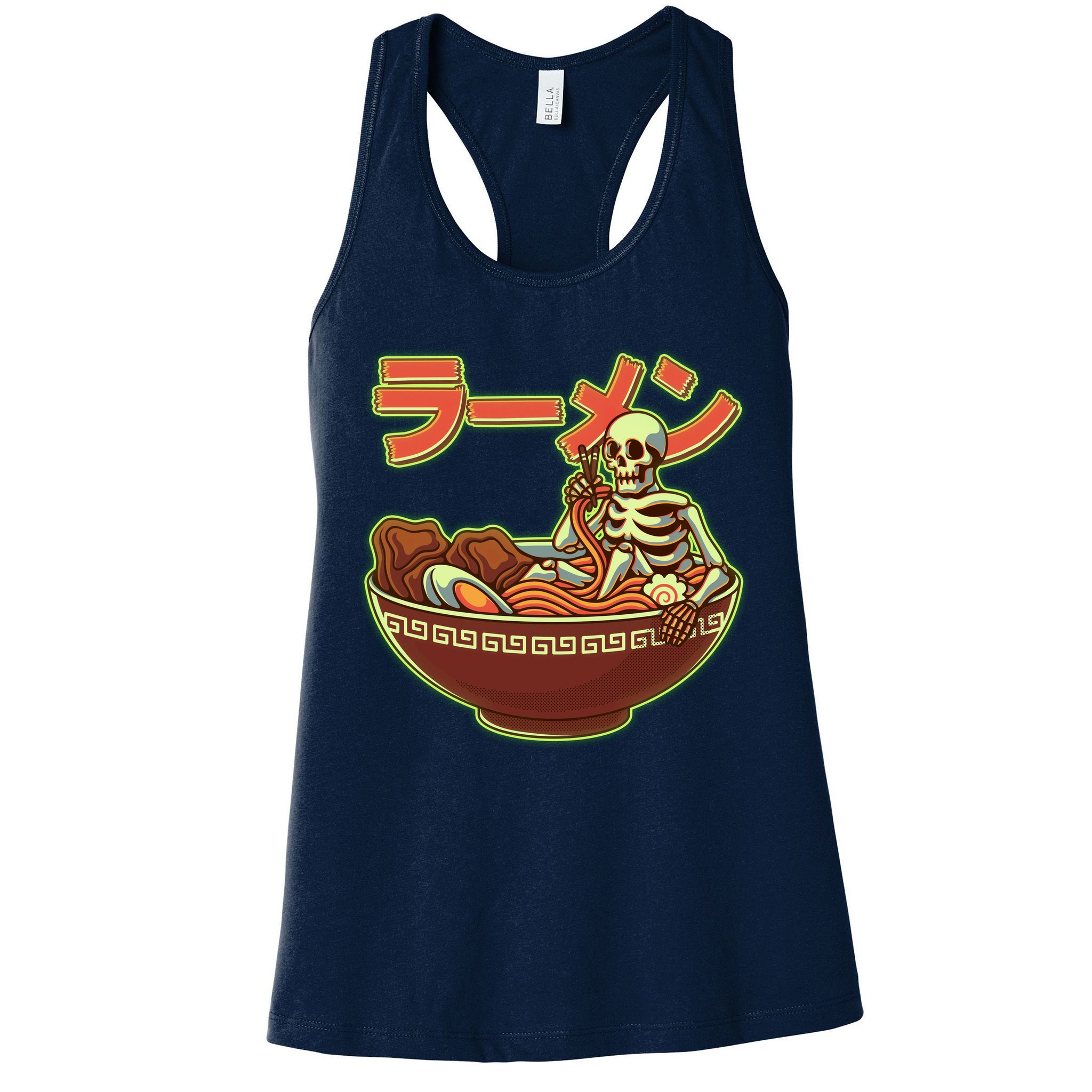 Funny Halloween Skeleton Japanese Ramen Bowl Womens Tank Top