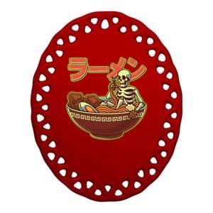 Funny Halloween Skeleton Japanese Ramen Bowl Ceramic Oval Ornament