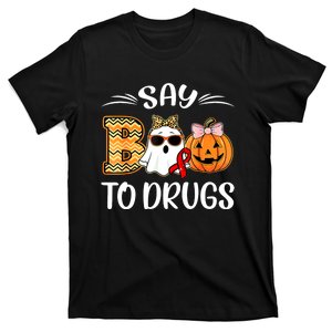 Funny Halloween Say Boo To Drugs Red Ribbon Week Awareness Gift T-Shirt