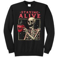 Funny Halloween Staying Alive Coffee Skeleton Stay Spooky Sweatshirt