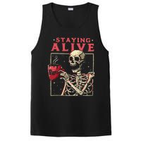 Funny Halloween Staying Alive Coffee Skeleton Stay Spooky PosiCharge Competitor Tank