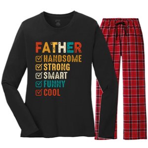 Father Handsome Strong Smart Funny Cool Dad Women's Long Sleeve Flannel Pajama Set 