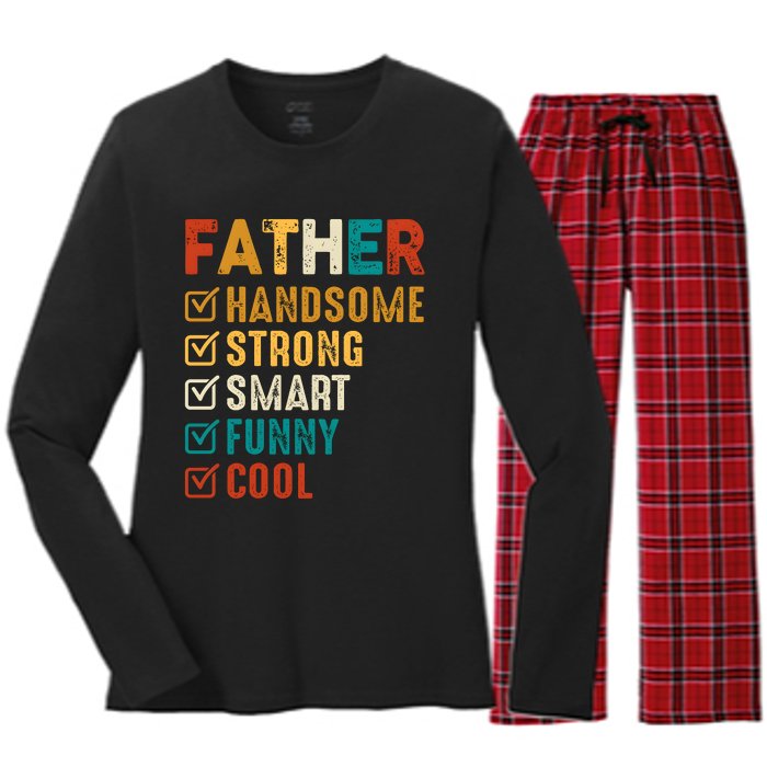 Father Handsome Strong Smart Funny Cool Dad Women's Long Sleeve Flannel Pajama Set 