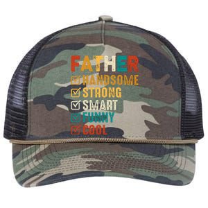 Father Handsome Strong Smart Funny Cool Dad Retro Rope Trucker Hat Cap