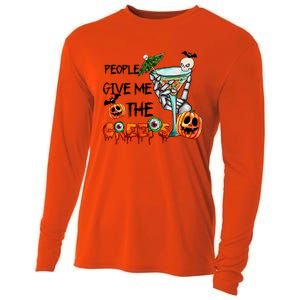 Funny Halloween Skeleton Hand Fall People Give Me The Creeps Halloween Gift Cooling Performance Long Sleeve Crew