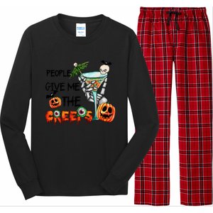 Funny Halloween Skeleton Hand Fall People Give Me The Creeps Halloween Gift Long Sleeve Pajama Set