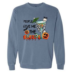 Funny Halloween Skeleton Hand Fall People Give Me The Creeps Halloween Gift Garment-Dyed Sweatshirt