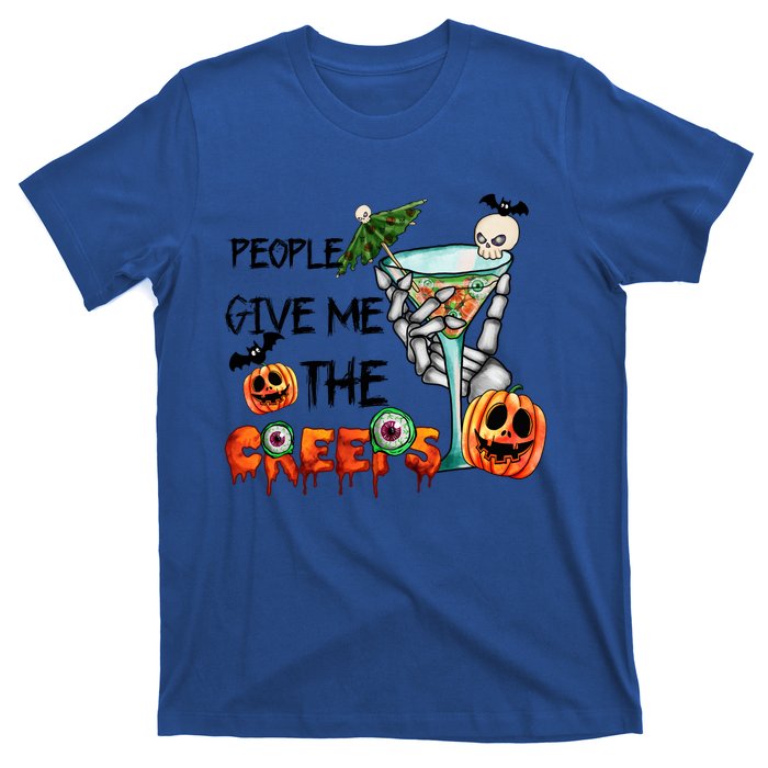 Funny Halloween Skeleton Hand Fall People Give Me The Creeps Halloween Gift T-Shirt