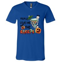 Funny Halloween Skeleton Hand Fall People Give Me The Creeps Halloween Gift V-Neck T-Shirt