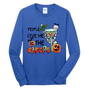 Funny Halloween Skeleton Hand Fall People Give Me The Creeps Halloween Gift Tall Long Sleeve T-Shirt