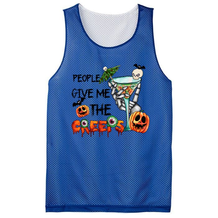 Funny Halloween Skeleton Hand Fall People Give Me The Creeps Halloween Gift Mesh Reversible Basketball Jersey Tank