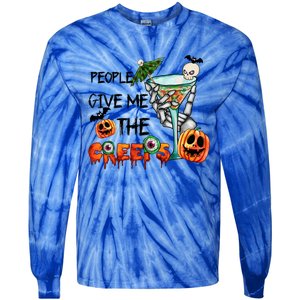 Funny Halloween Skeleton Hand Fall People Give Me The Creeps Halloween Gift Tie-Dye Long Sleeve Shirt