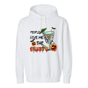 Funny Halloween Skeleton Hand Fall People Give Me The Creeps Halloween Gift Garment-Dyed Fleece Hoodie