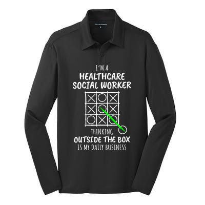 Funny Healthcare Social Worker Gift Silk Touch Performance Long Sleeve Polo