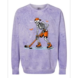 Funny Halloween Skeleton Ice Hockey Gift Sticks Hockey Colorblast Crewneck Sweatshirt